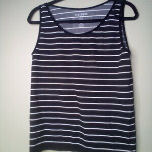 Feathers Tank Top Women S Sleeveless Soft Stretch Stripe Black White